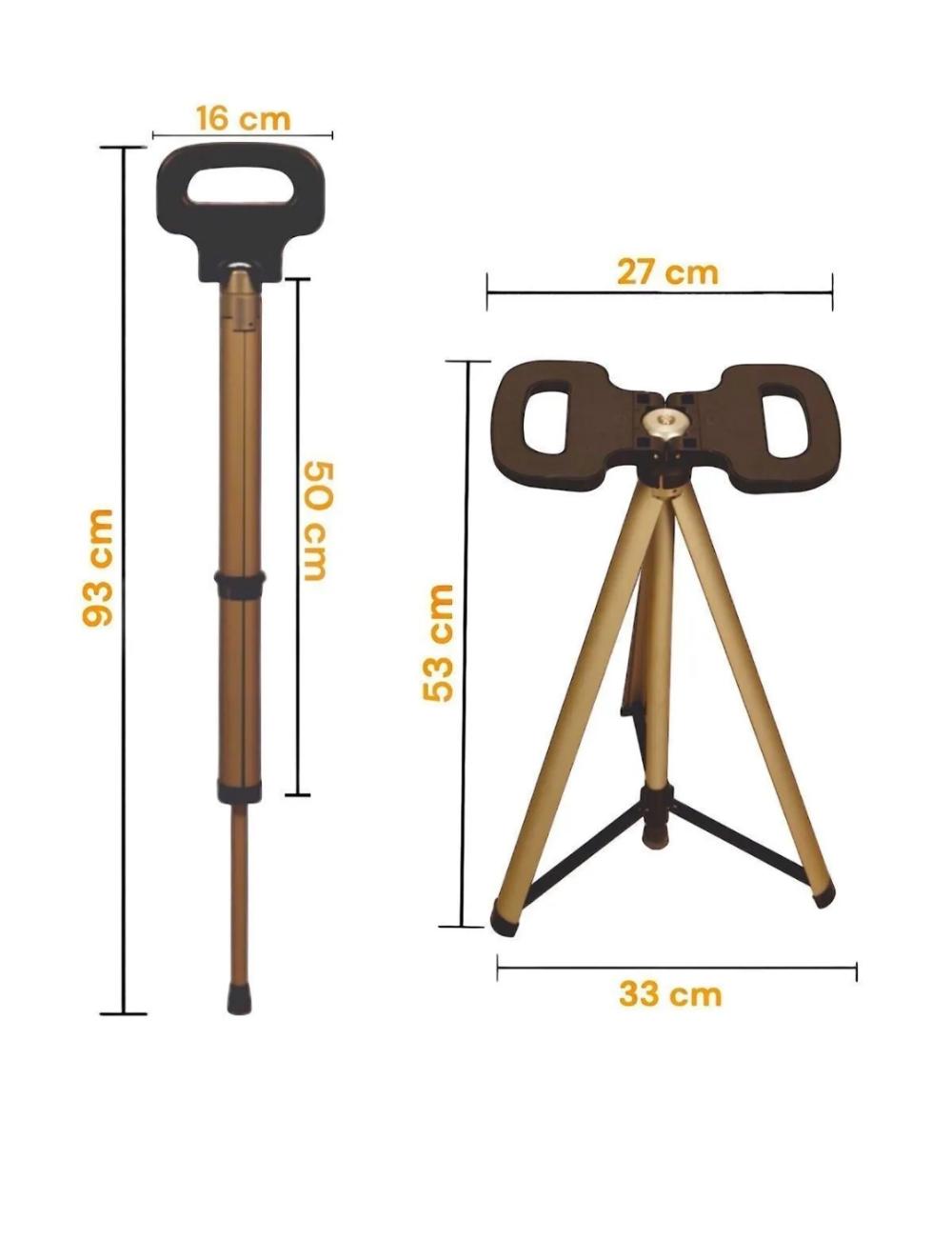 Katlanabilir Baston Tabure, Walking stick and portable stoo - görsel 2
